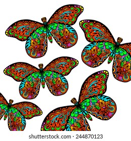 Hand drawn butterflies
