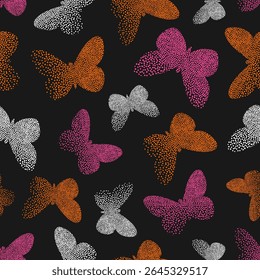Hand drawn butterflies pattern. Vector seamless colorful butterfly background