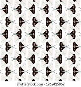Hand drawn butterflies pattern in white brown and green. Can be used for fashion graphics such as T-shirt prints leggings pajamas fabrics or for home decor such as wallpapers tablecloths bedclothes.