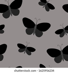 hand drawn butterflies repeat pattern, simple vector outline illustration, contour drawing in doodle style, symbol of summer and nature