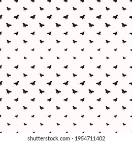 Hand drawn butterflies seamless in deep brown color on bright background for fashion graphics such as T-shirt prints, leggings, pajamas or for home decor such as wallpapers, tablecloths, bedclothes.