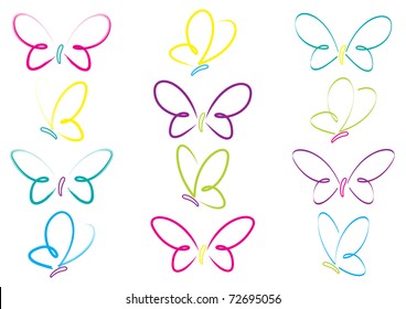 Hand drawn butterflies in vector format.