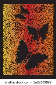 Hand drawn butterflies. Zentangle Art.