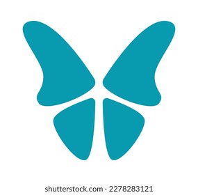 Hand drawn butterfly abstract design flat icon. Vector illustration