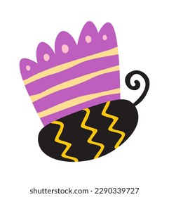 Mariposa dibujada a mano con un icono plano de ornamento floral abstracto. Ilustración del vector