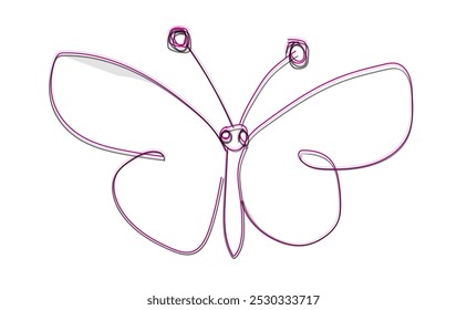 Hand drawn Butterfly with Brush double stroke