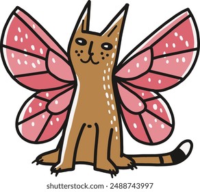 Hand drawn the Butterfly cat