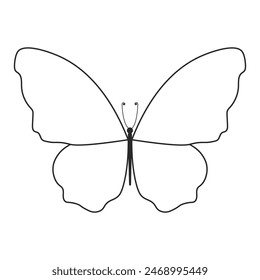 Hand drawn Butterfly for coloring, isolated on a transparent background. Coloring book page for adults and children. Vector outline sketch illustration