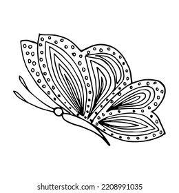 Handgezeichnetes Schmetterlingsdoodle-Element zum Färben, Einladung, Postkarte.