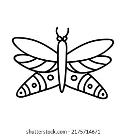 Hand drawn butterfly. Doodle vector illustration. Isolated on a white background.