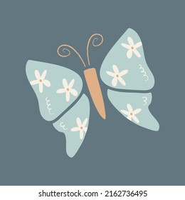 Handgezeichneter Schmetterling mit Blumenmustern