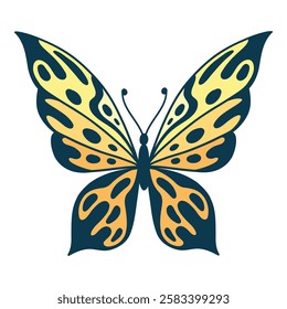 Hand drawn butterfly. Flower butterflies, moth wings and spring colorful flying insect. Drawing flying papillon butterfly isolated vector icon on white background.