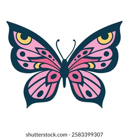 Hand drawn butterfly. Flower butterflies, moth wings and spring colorful flying insect. Drawing flying papillon butterfly isolated vector icon on white background.