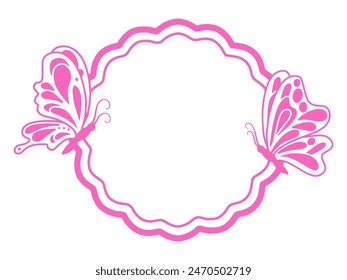 Hand Drawn Butterfly Frame Line Art