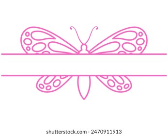 Hand Drawn Butterfly Frame Line Art