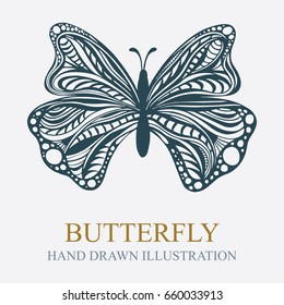 Hand drawn butterfly illustration.
Doodle sketch theme.