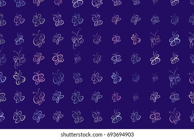 Hand drawn butterfly illustrations background, good for graphic design, wallpapers or booklets. Cartoon style vector graphic.