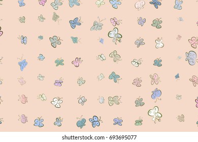 Hand drawn butterfly illustrations background, good for graphic design, wallpapers or booklets. Cartoon style vector graphic.