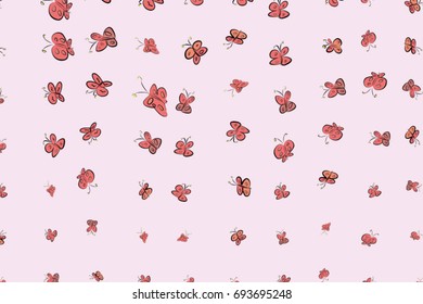 Hand drawn butterfly illustrations background, good for graphic design, wallpapers or booklets. Cartoon style vector graphic.