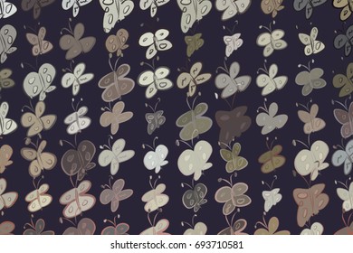 Hand drawn butterfly illustrations background, good for graphic design, wallpapers or booklets. Cartoon style vector graphic.