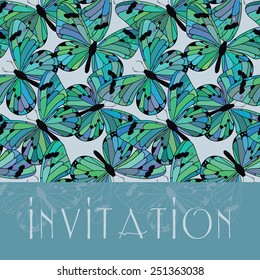 Hand drawn butterfly invitation.
