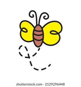 hand drawn butterfly isolated over white background. vector illustration