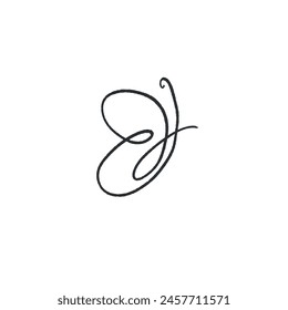 Hand drawn Butterfly line art illustration