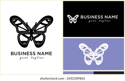 hand drawn butterfly logo template