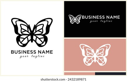 hand drawn butterfly logo template