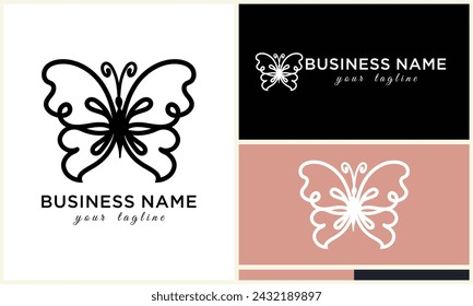 hand drawn butterfly logo template