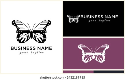 hand drawn butterfly logo template