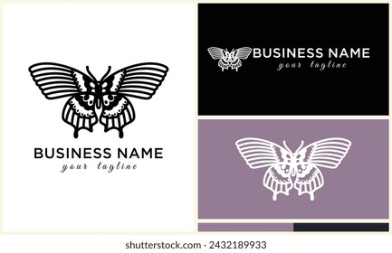 hand drawn butterfly logo template