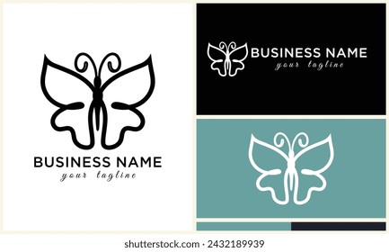 hand drawn butterfly logo template