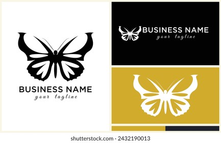 hand drawn butterfly logo template