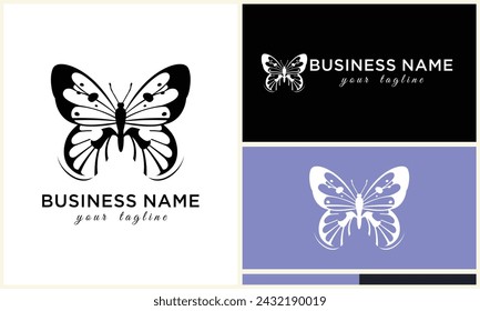 plantilla dibujada a mano del logotipo de la mariposa