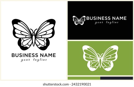 hand drawn butterfly logo template