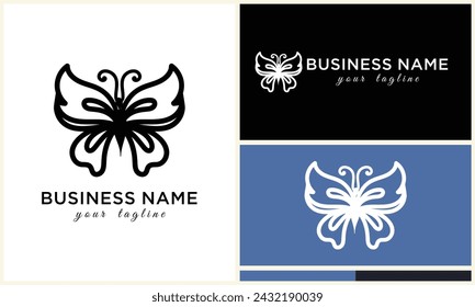 hand drawn butterfly logo template