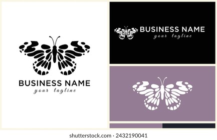 hand drawn butterfly logo template