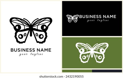 plantilla dibujada a mano del logotipo de la mariposa