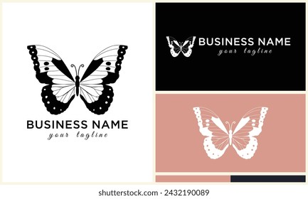 plantilla dibujada a mano del logotipo de la mariposa