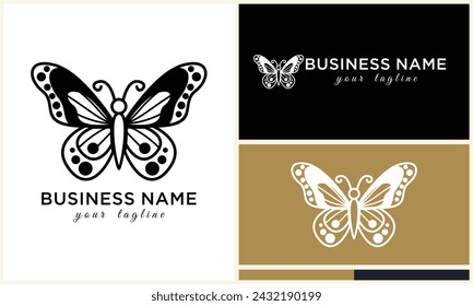 hand drawn butterfly logo template