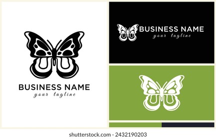 hand drawn butterfly logo template