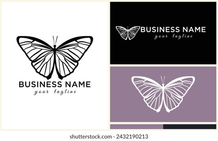hand drawn butterfly logo template