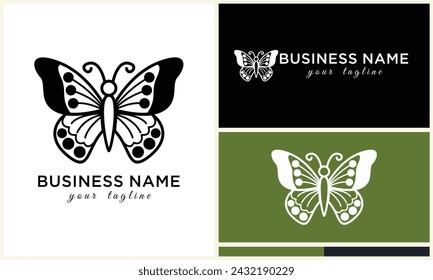 hand drawn butterfly logo template