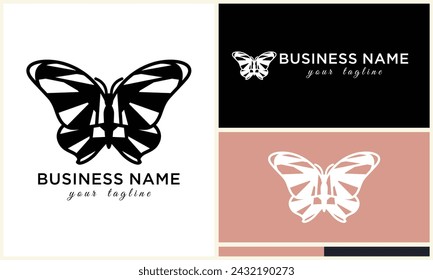plantilla dibujada a mano del logotipo de la mariposa