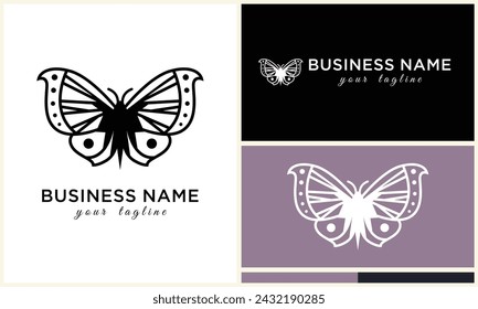 hand drawn butterfly logo template