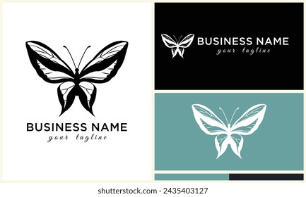 hand drawn butterfly logo template
