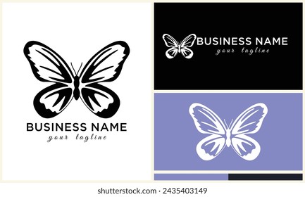 hand drawn butterfly logo template