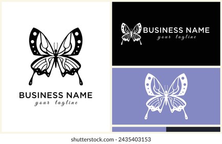 hand drawn butterfly logo template