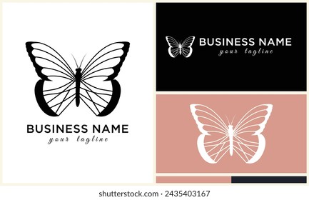 hand drawn butterfly logo template